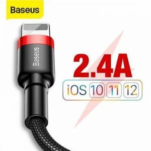 ATshop מגוון אביזרי טלפון Baseus USB Charger Cable 2.4A Charging Data Cord for iPhone XS 8 7 6s XR SE iPad
